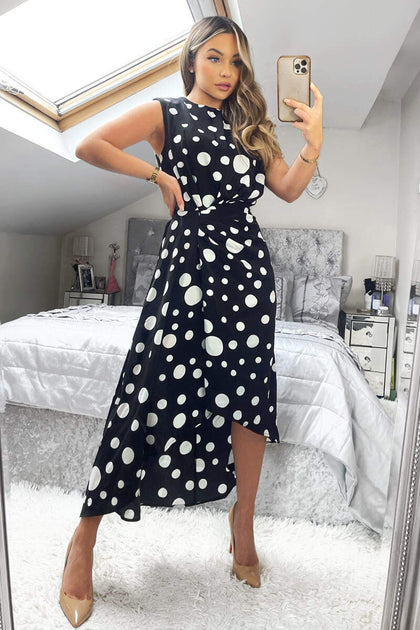 Black and white polka dot sale midi dress