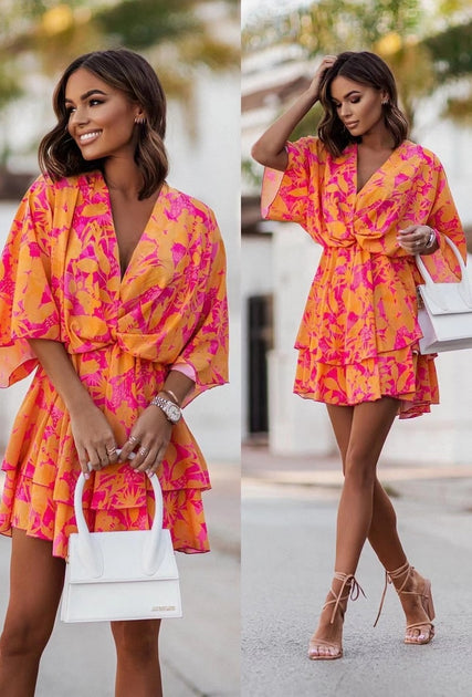 Orange clearance batwing dress